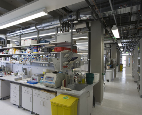 Conversion and refurbishment of Tower 5 at the Max Planck Institute for Biophysical Chemistry in Göttingen by Schwieger Architects.